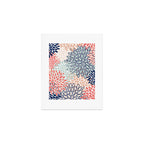 Festive, Floral Prints, Coral, Navy, Aqua Art Print Gallery Image 1