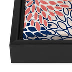 Festive, Floral Prints, Coral, Navy, Aqua Framed Canvas Print Gallery Image 3