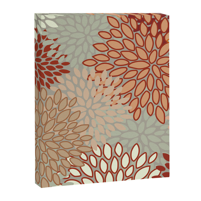Festive, Floral Prints, Green, Terracotta, Red, Coloured Prints Canvas Print Gallery Image 1