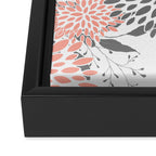 Festive, Floral Prints, Leaves and Blooms, Coral and Gray Framed Canvas Print Gallery Image 3