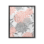 Festive, Floral Prints, Leaves and Blooms, Coral and Gray Framed Canvas Print Gallery Image 8