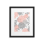 Festive, Floral Prints, Leaves and Blooms, Coral and Gray Framed Art Print Gallery Image 6