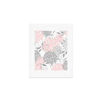 Festive, Floral Prints, Leaves and Blooms, Pink, Gray and White Art Print Gallery Image 1