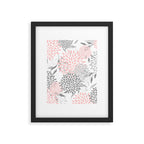 Festive, Floral Prints, Leaves and Blooms, Pink, Gray and White Framed Art Print Gallery Image 6