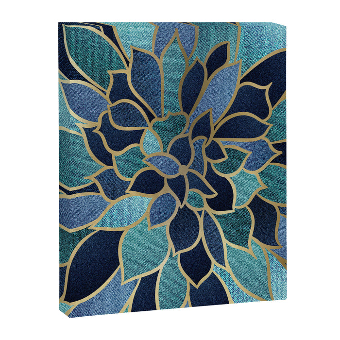 Festive, Floral Prints, Navy Blue, Teal and Gold Canvas Print Gallery Image 1
