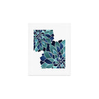 Festive, Floral Prints, Navy Blue and Teal on White Art Print Gallery Image 1