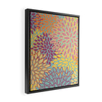 Festive, Floral Prints, Orange, Yellow, Teal and Pink Framed Canvas Print Gallery Image 2