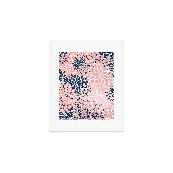 Festive, Floral Prints, Pink and Navy Blue Art Print Gallery Image 1