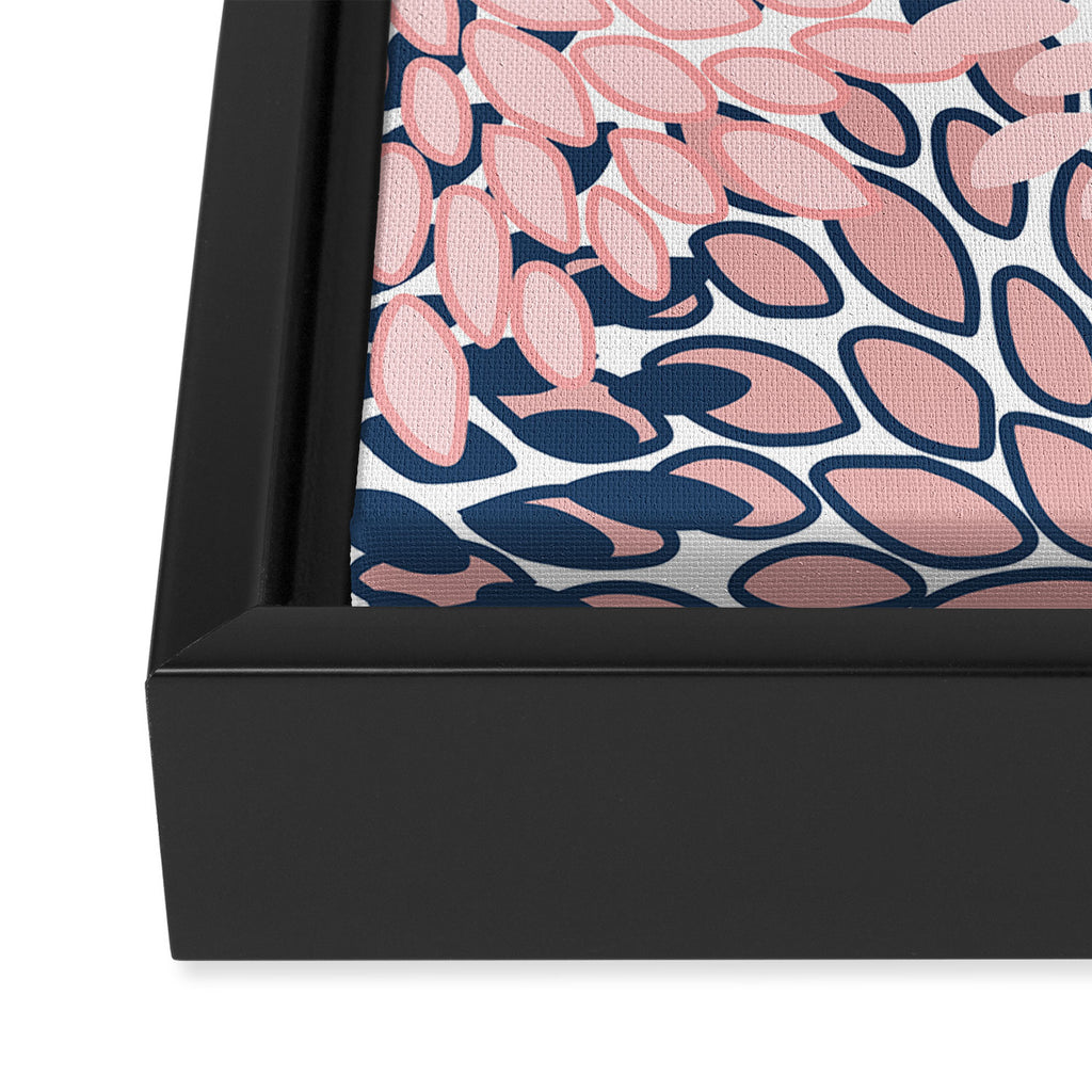 Festive, Floral Prints, Pink and Navy Blue Framed Canvas Print Gallery Image 3