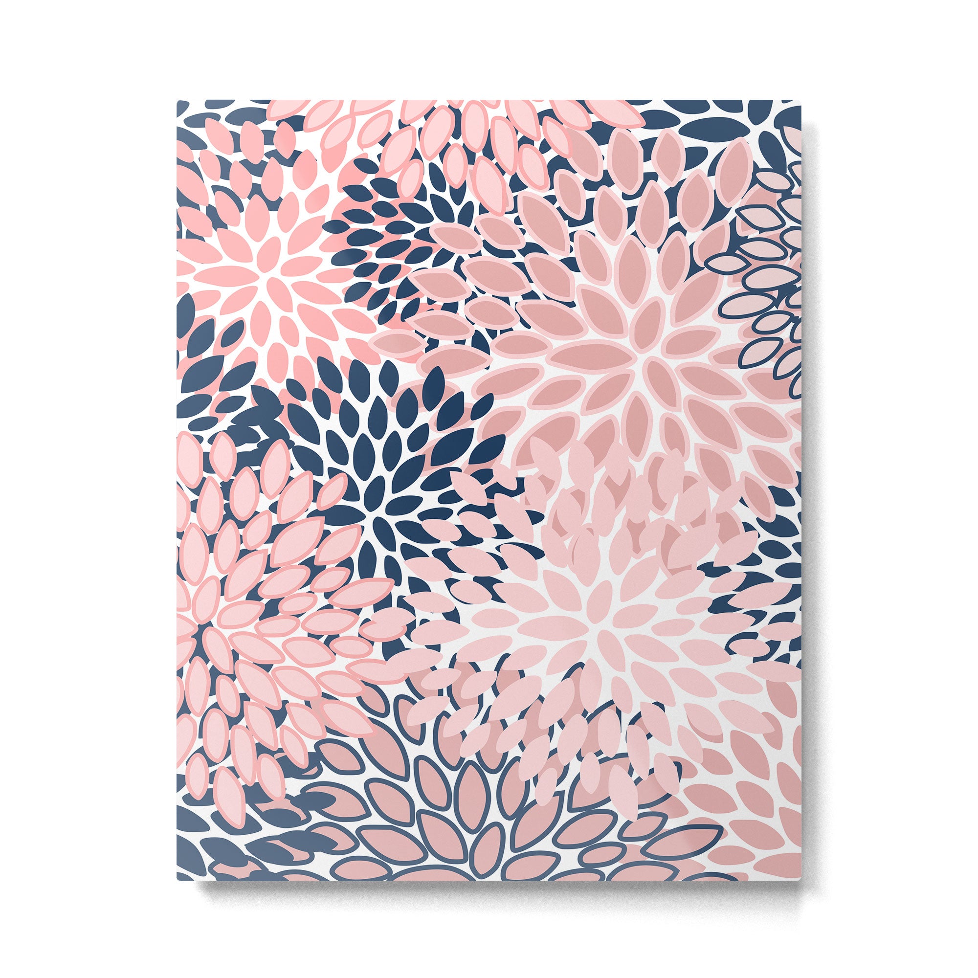 Festive, Floral Prints, Pink and Navy Blue Metal Print Gallery Image 6
