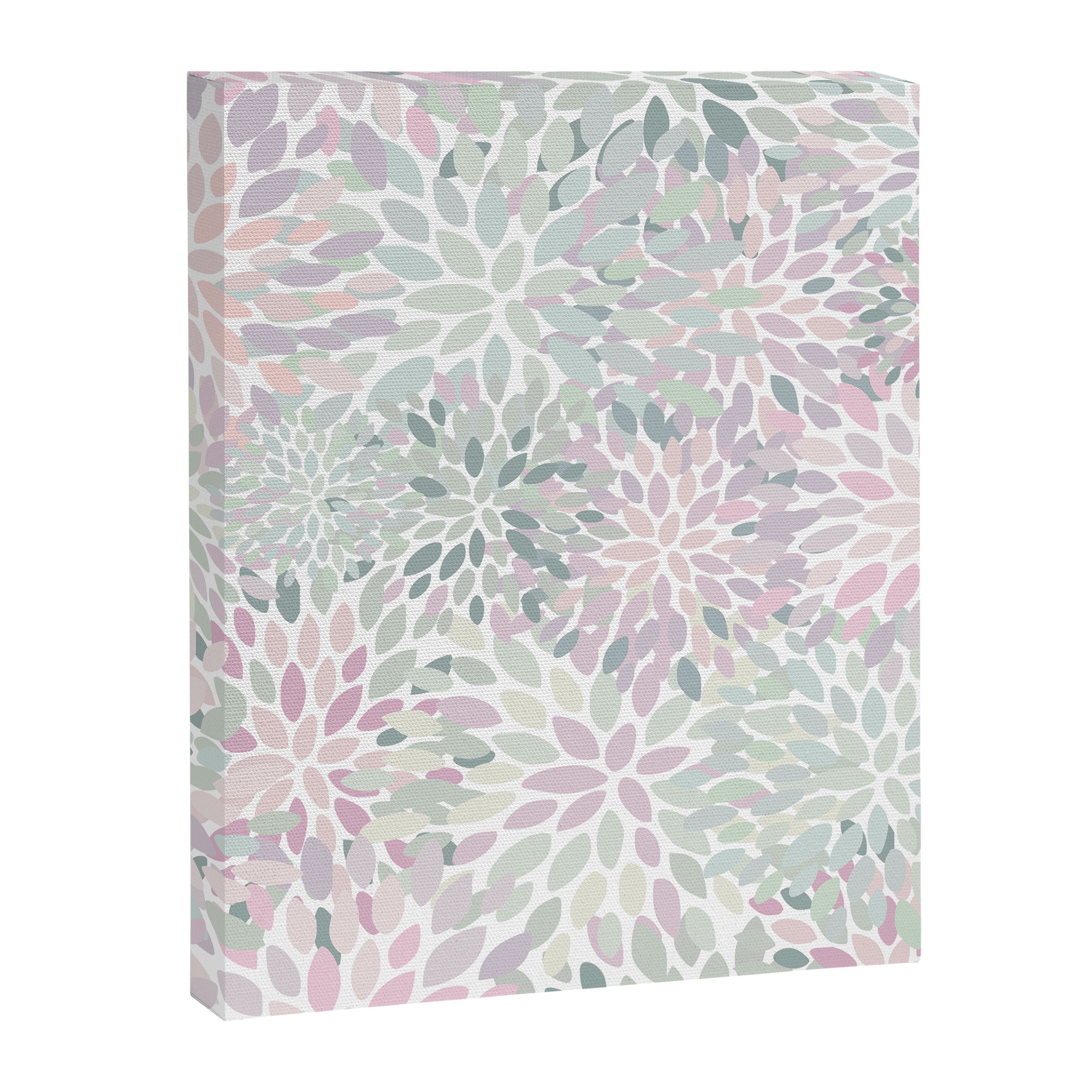Festive, Floral Prints, Pink and Green, Modern Print Art Canvas Print Gallery Image 8