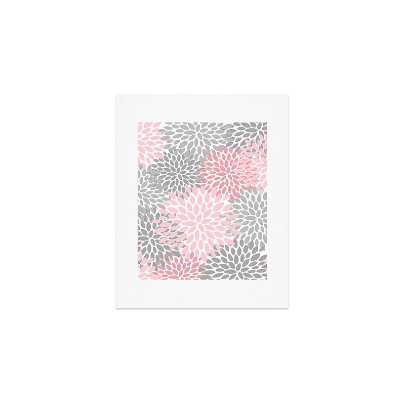 Festive, Floral Prints, Pink, Gray, White Art Print Gallery Image 1
