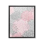 Festive, Floral Prints, Pink, Gray, White Framed Canvas Print Gallery Image 8