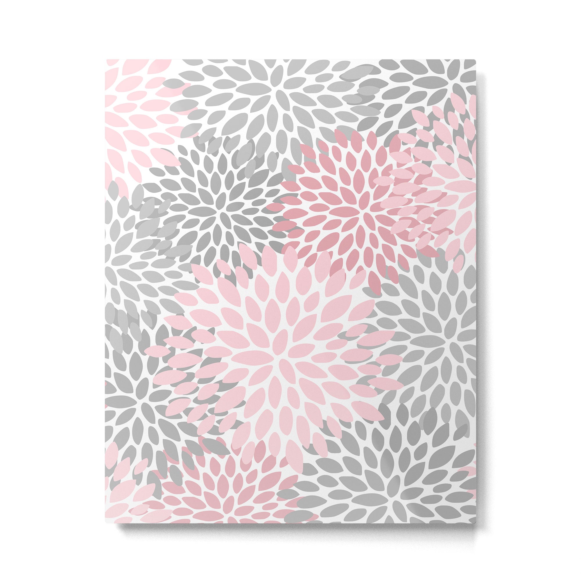 Festive, Floral Prints, Pink, Gray, White Metal Print Gallery Image 6