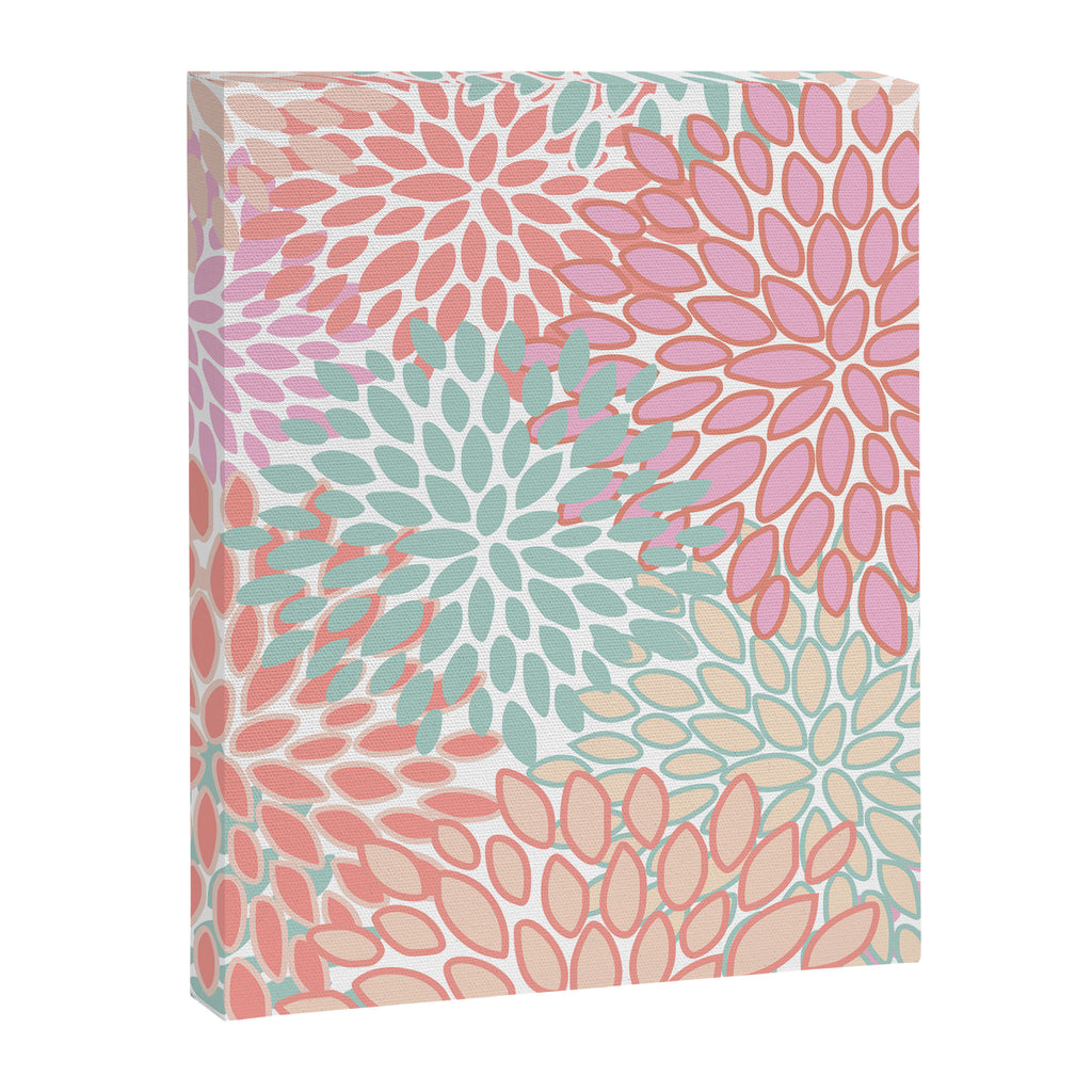 Festive, Floral Prints, Pink, Teal and Coral Canvas Print Gallery Image 8