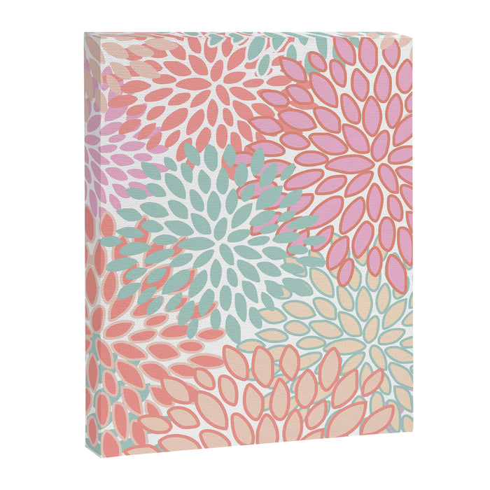 Festive, Floral Prints, Pink, Teal and Coral Canvas Print Gallery Image 1
