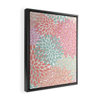 Festive, Floral Prints, Pink, Teal and Coral Framed Canvas Print Gallery Image 2
