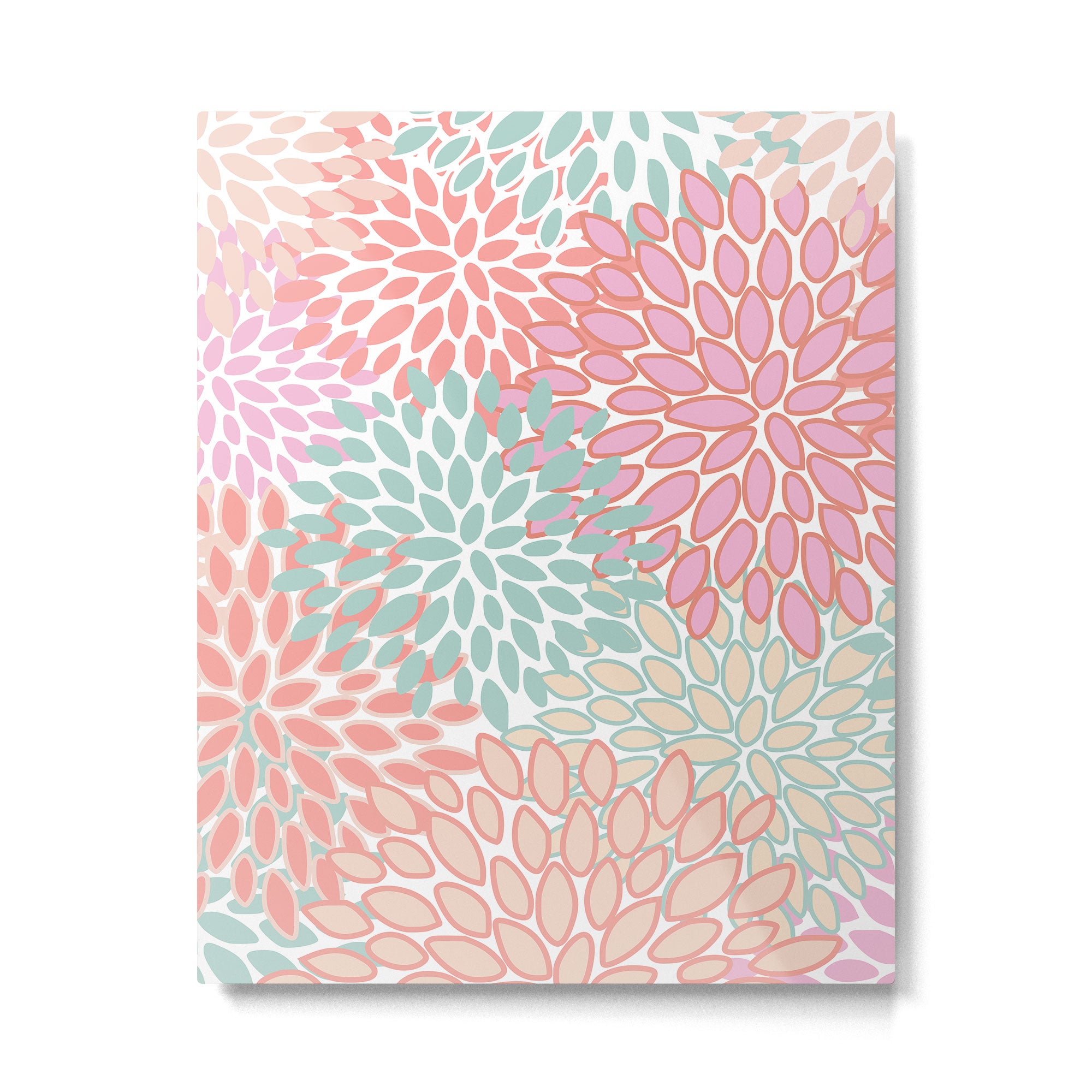 Festive, Floral Prints, Pink, Teal and Coral Metal Print Gallery Image 6