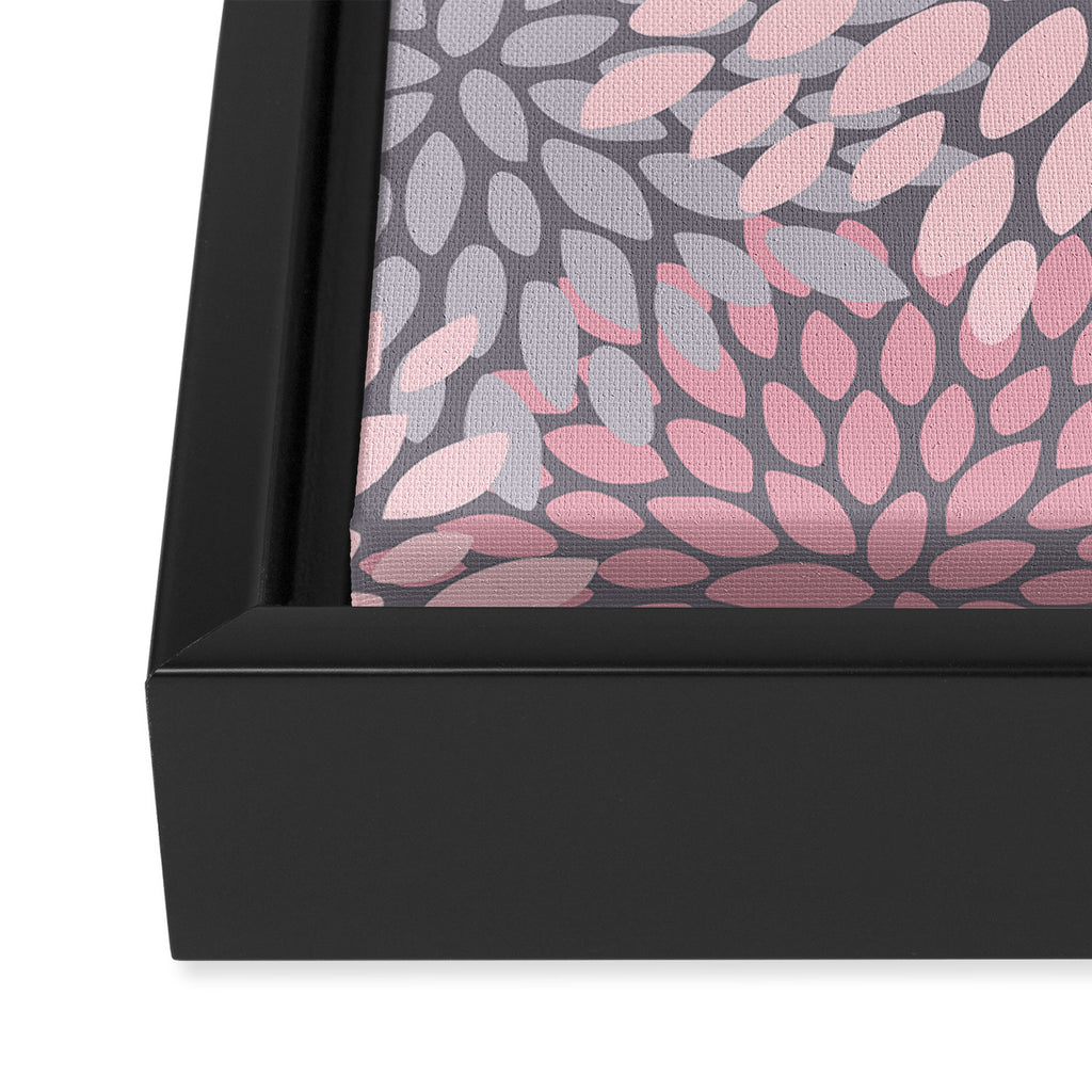 Festive, Floral Prints, Pink, White on Gray Framed Canvas Print Gallery Image 3