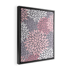 Festive, Floral Prints, Pink, White on Gray Framed Canvas Print Gallery Image 2