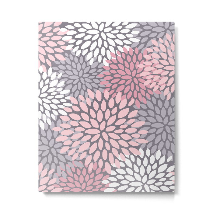 Festive, Floral Prints, Pink, White on Gray Metal Print Gallery Image 1