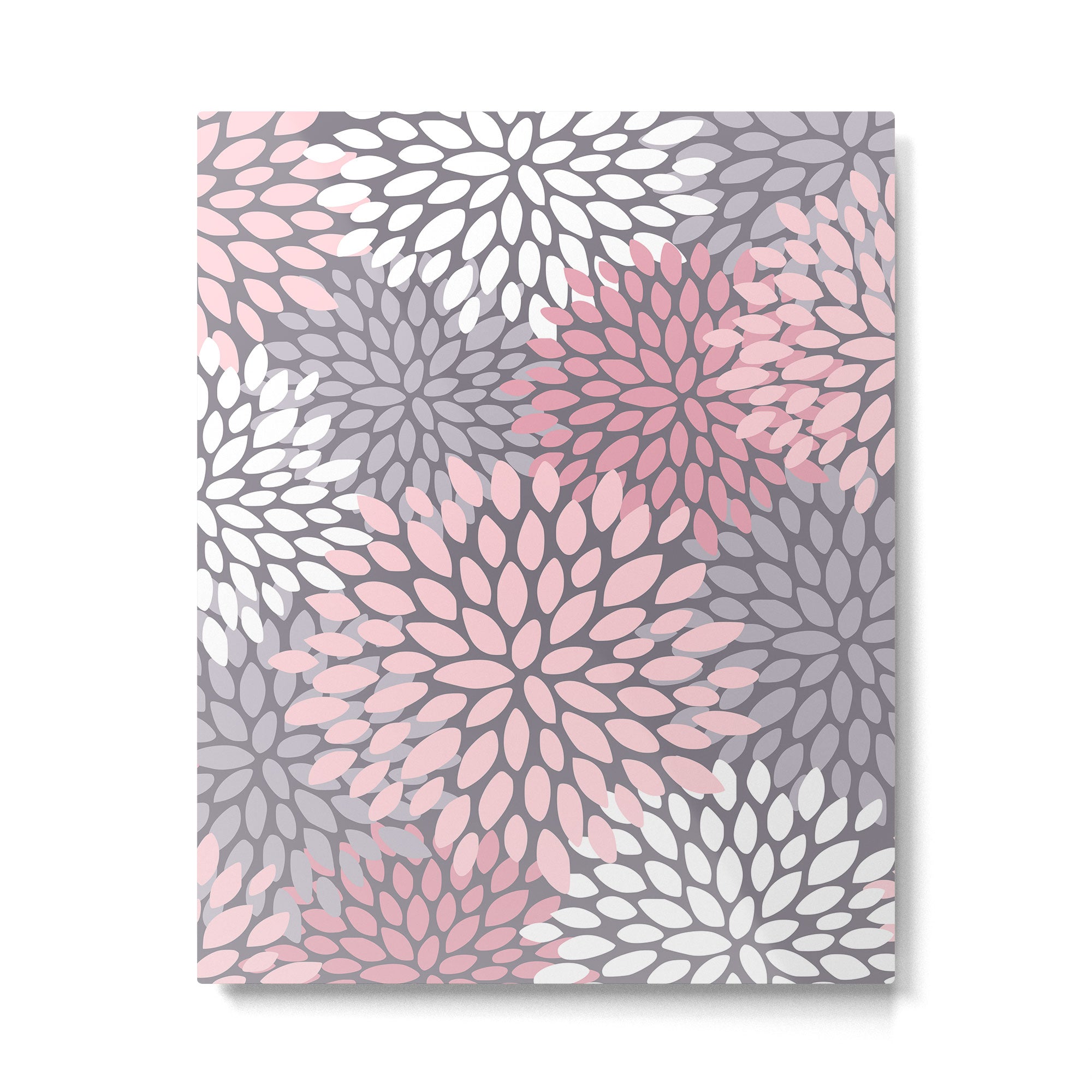 Festive, Floral Prints, Pink, White on Gray Metal Print Gallery Image 6