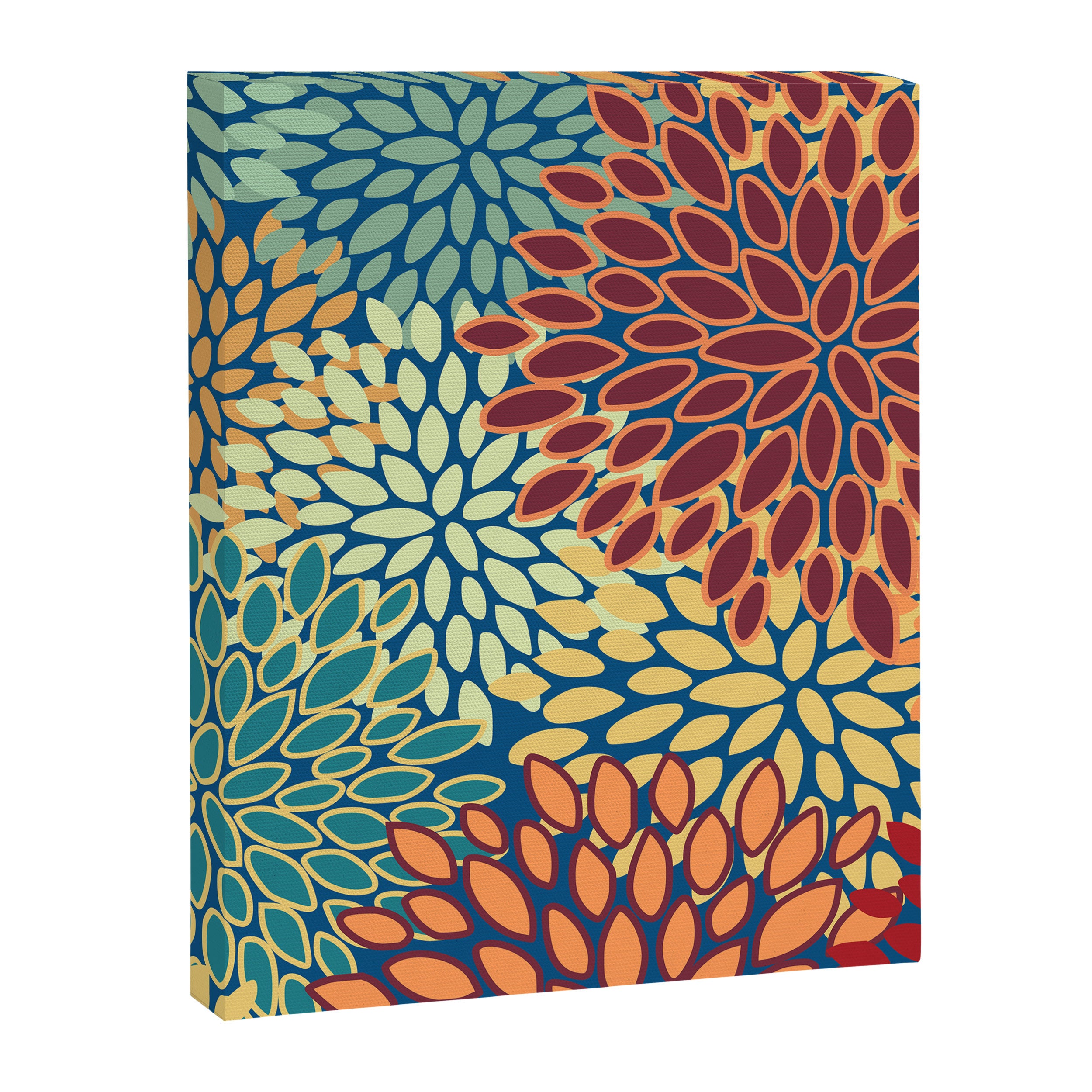 Festive Floral Prints, Red, Teal, Yellow, Orange, Colourful Prints Canvas Print Gallery Image 8