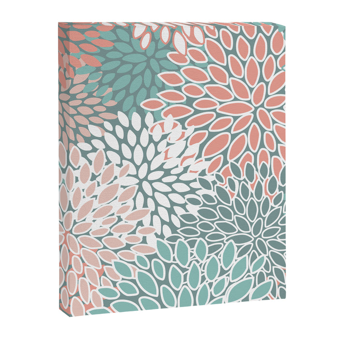 Festive, Floral Prints, Teal and Coral Canvas Print Gallery Image 1