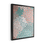 Festive, Floral Prints, Teal and Coral Framed Canvas Print Gallery Image 2