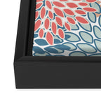 Festive, Floral Prints, Teal, Coral, Peach Framed Canvas Print Gallery Image 3