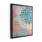 Festive, Floral Prints, Teal, Coral, Peach Framed Canvas Print Gallery Image 2