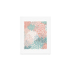 Festive, Floral Prints, Teal, Peach, Coral Art Print Gallery Image 1