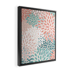 Festive, Floral Prints, Teal, Peach, Coral Framed Canvas Print Gallery Image 2