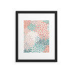 Festive, Floral Prints, Teal, Peach, Coral Framed Art Print Gallery Image 4