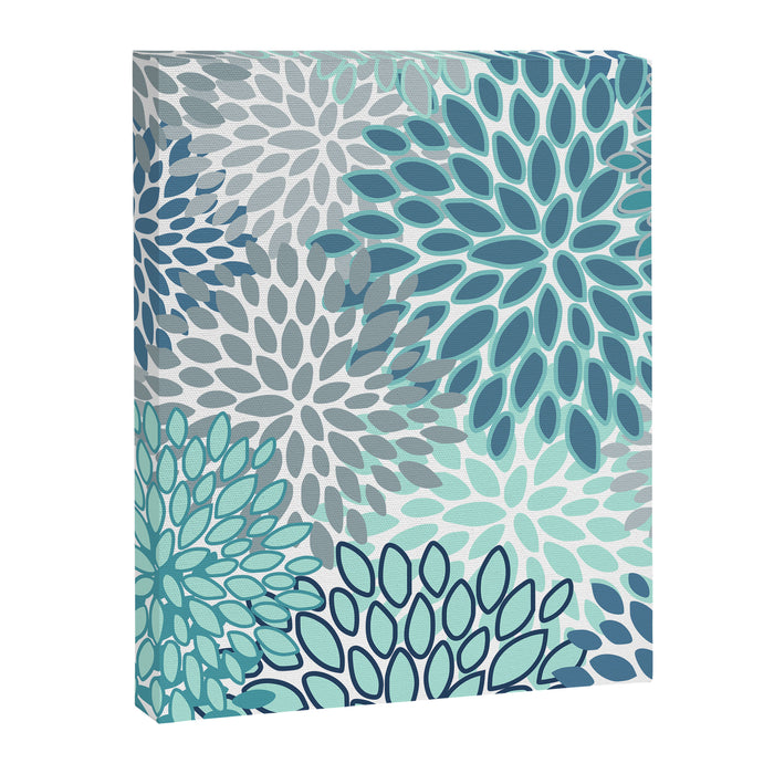 Festive, Floral Prints, Teal, Turquoise and Gray Canvas Print Gallery Image 1