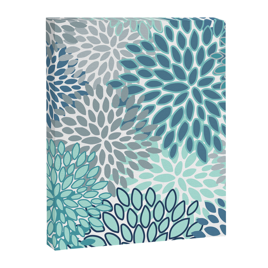 Festive, Floral Prints, Teal, Turquoise and Gray Canvas Print Gallery Image 8