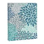 Festive, Floral Prints, Teal, Turquoise and Gray Canvas Print Gallery Image 8