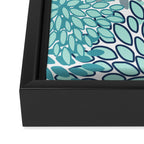 Festive, Floral Prints, Teal, Turquoise and Gray Framed Canvas Print Gallery Image 3