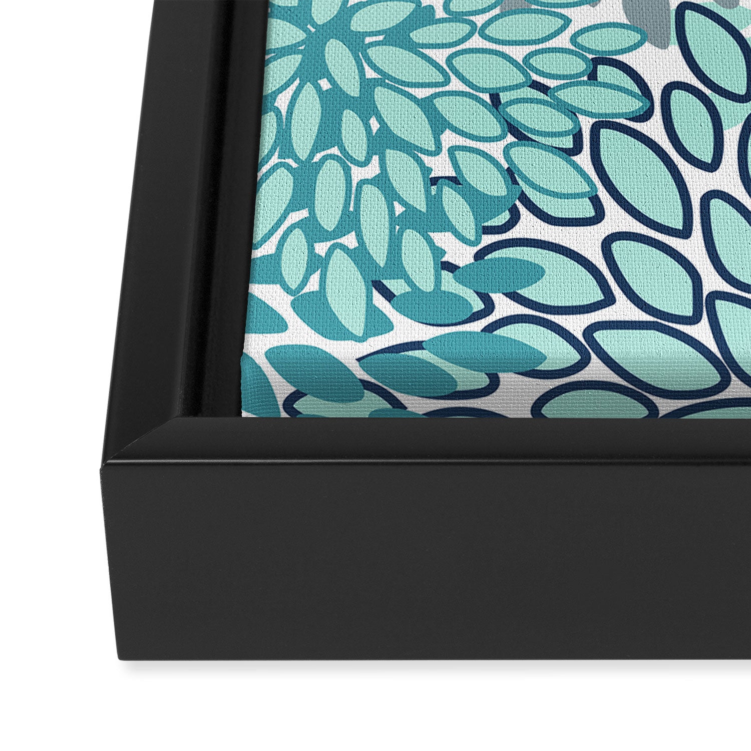 Festive, Floral Prints, Teal, Turquoise and Gray Framed Canvas Print Gallery Image 3