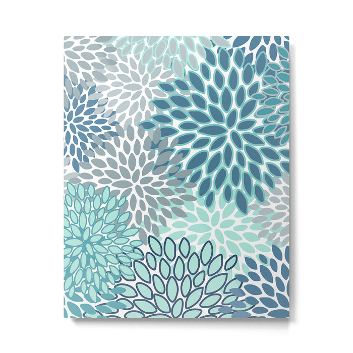 Festive, Floral Prints, Teal, Turquoise and Gray Metal Print Gallery Image 1