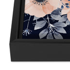 Festive, Floral Watercolor Print, Navy and Pink Framed Canvas Print Gallery Image 3