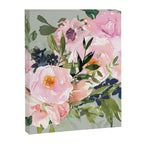Festive, Floral Watercolor Rose Bouquet, Green and Pink Canvas Print Gallery Image 8
