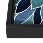 Festive, Flower Bloom, Navy Blue and Teal Framed Canvas Print Gallery Image 3