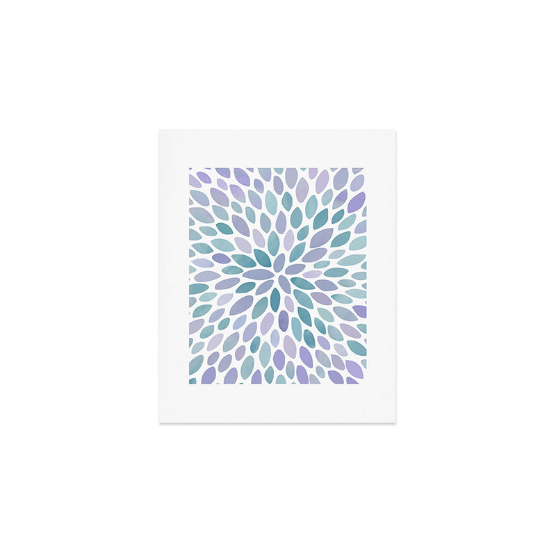 Festive, Flower Bloom, Purple and Teal, Floral Prints Art Print Gallery Image 1
