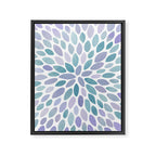 Festive, Flower Bloom, Purple and Teal, Floral Prints Framed Canvas Print Gallery Image 8