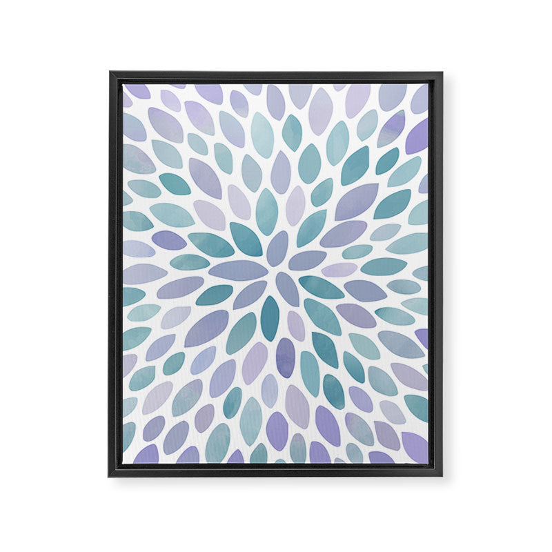 Festive, Flower Bloom, Purple and Teal, Floral Prints Framed Canvas Print Gallery Image 8
