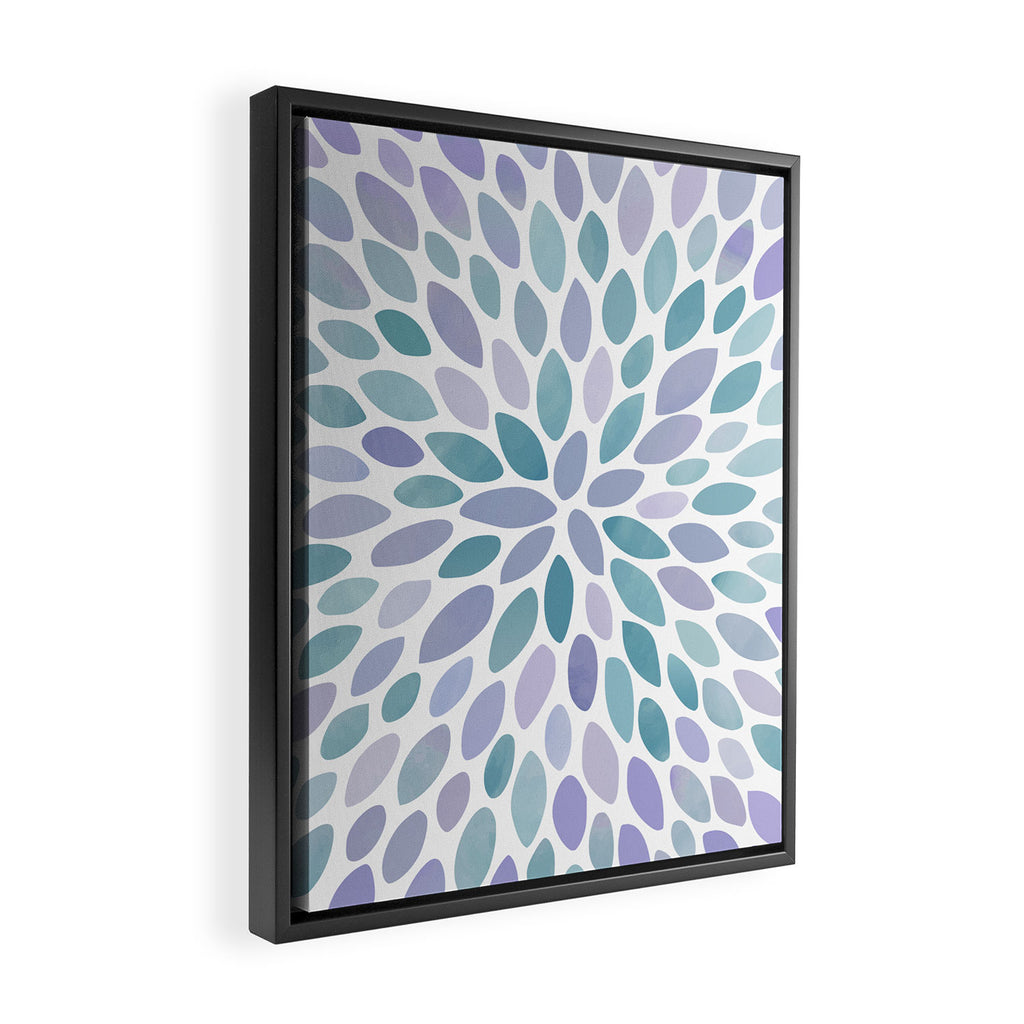 Festive, Flower Bloom, Purple and Teal, Floral Prints Framed Canvas Print Gallery Image 2