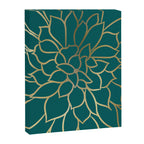 Festive, Flower Bloom, Teal Green and Gold Canvas Print Gallery Image 8