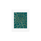 Festive, Flower Bloom, Teal Green and Gold Art Print Gallery Image 1