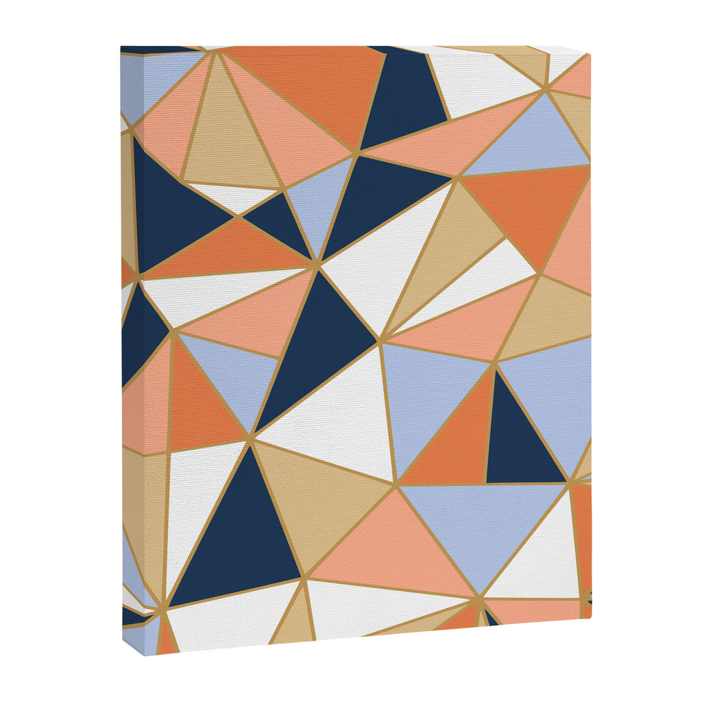 Festive, Geometric Art, Orange, Navy, Blue, Gold, Abstract Art Canvas Print Gallery Image 8